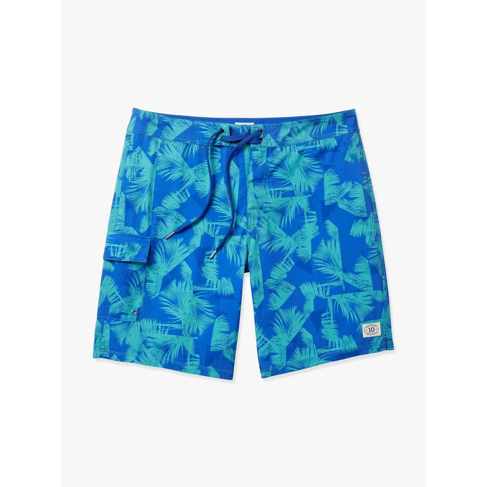 Fair Harbor The Rockaway Boardshorts in Blue Palm Mens 32 Blue 10th Anniversary